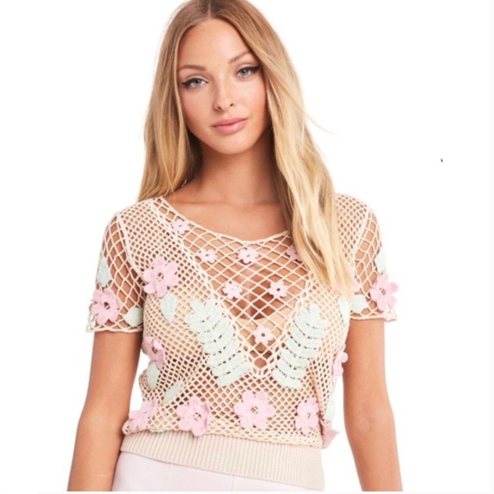 Wildfox | Edita Bloom Crochet Top Sz S